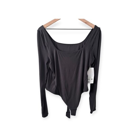 Wundermost Ultra-Soft Nulu Square-Neck Long-Sleeve Bodysuit XL BLACK NWT - Picture 8 of 12